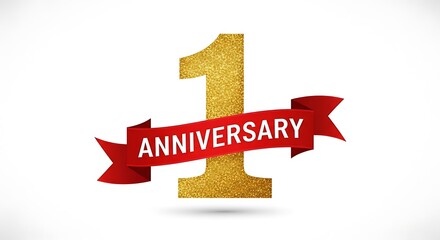 Celebrating our First Anniversary with Glittering Gold and Red Ribbon