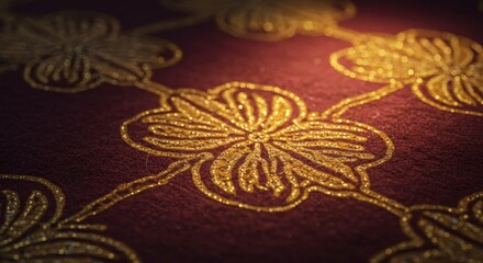 Naklejka premium Brown Batik Fabric with Yellow Ethnic Pattern