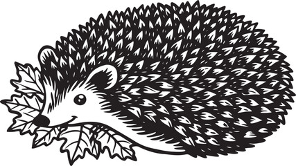 A prickly brown hedgehog, a small mammal with spiny bristles, is isolated on a clean white studio background