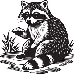 Vector illustration of a wild cartoon fox with a predatory face and black fur