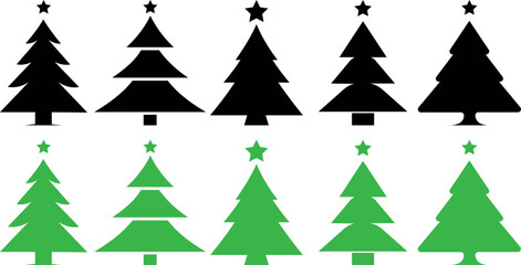 Obraz premium Christmas tree vector graphics black and green festive holiday season design decoration celebration xmas winter art