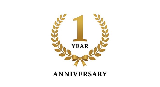 Celebrating One Year Anniversary With Golden Laurel Wreath