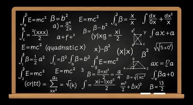 Complex Mathematical Formulas and Equations Filling a Blackboard for Advanced Scientific Study