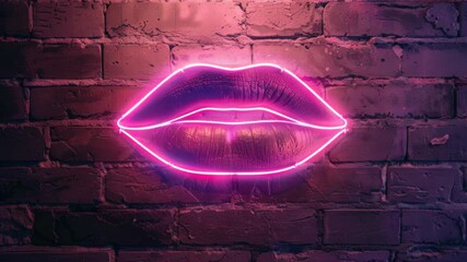 Sultry lips in bold black lipstick on brick wall, illuminated by red lighting.