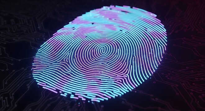 Neon Fingerprint Scan with Futuristic Glow