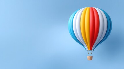 Fototapeta premium Colorful hot air balloon soaring in a clear blue sky.
