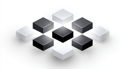 Fototapeta premium Abstract geometric arrangement of black and white cubes on a light background.