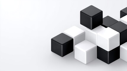 Obraz premium An arrangement of black and white cubes on a minimalist background.