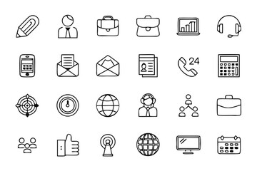 Business and Office Line Icons Set for Web Design