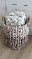 Woven Basket with Throw