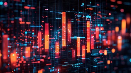 Abstract digital interface with vibrant data streams