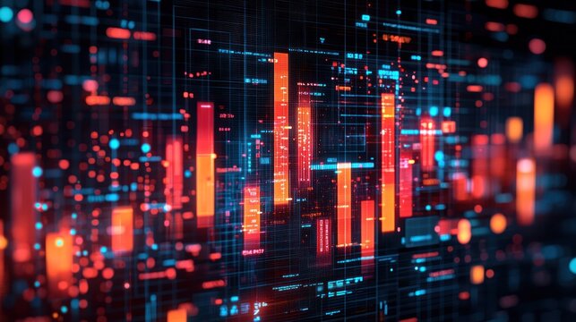 Abstract digital interface with vibrant data streams