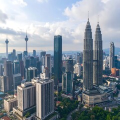 Fototapeta premium Cityscape panorama, modern skyscrapers