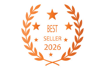 Bestseller icon designs set with laurel, best seller badge logo template isolated on white background.