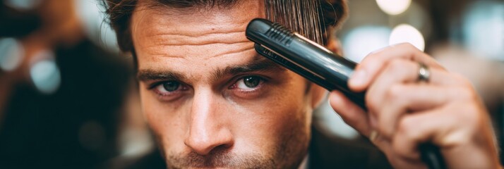 Man Getting a Haircut in a Barbershop With Modern Decor During Afternoon Hours