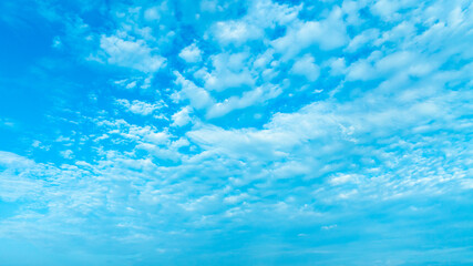 Panorama of cloud clear sky background for summer vacation concept at ocean and summer sea water with sunlight of beautiful cloudy	