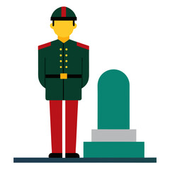 Soldier standing guard at a tombstone