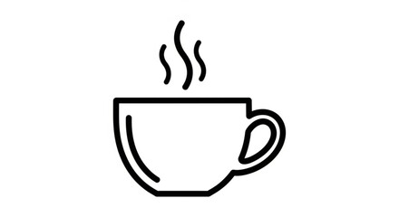 Obraz premium Hot coffee cup vector graphic with steam icon for cafe menu design and morning beverage illustration use