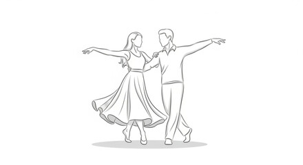 Elegant couple dancing ballroom dance illustration for dance studio logo or wedding invitation design idea