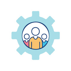 Abstract Business Concept Outline – Gear Icon on White Background.