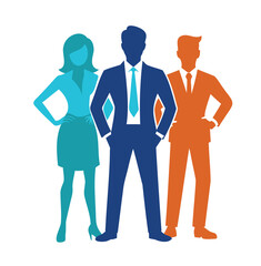 Business Team Silhouette Illustration – Standing Male Figures on Ground.