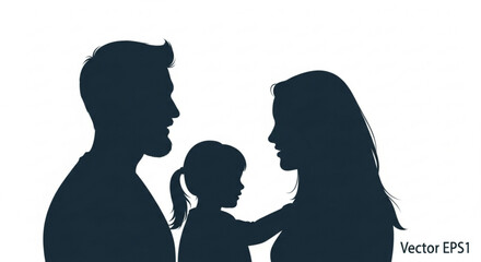Family silhouette vector art featuring mother father and child ideal for design projects and family themed content
