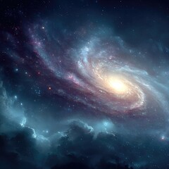 Obraz premium Spiral galaxy bathed in cosmic light