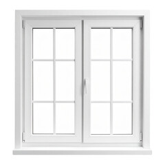Front View of Minimalistic White Window Frame, Natural Light Streaming, Isolated PNG