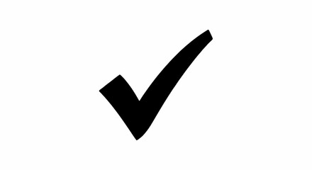 Black checkmark icon isolated on white background. Simple tick symbol for yes, correct, and approved concepts. Vector illustration for design.