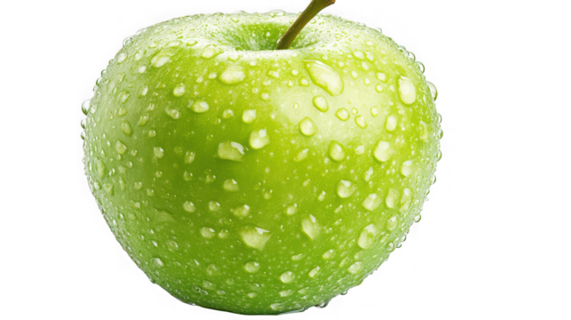 Fresh Granny Smith Apple with Water Droplets, Healthy Eating on transparent background - Powered by Adobe