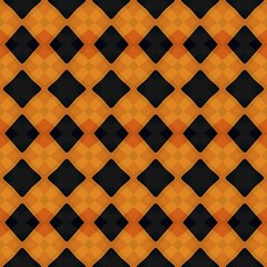 A seamless yellow and black checkered pattern with a retro geometric design, perfect for a vintage textile or wallpaper backdrop