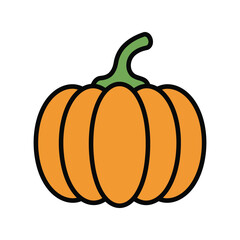 Orange pumpkin illustration autumn harvest vegetable seasonal fall icon halloween graphic isolated vector
