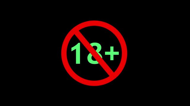 Not allowed 18 plus warning icon with animation Ideal for restriction, adult content, or ui alerts. Eighteen age older. 4K animation video.