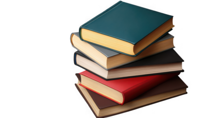 Stack of colorful books, knowledge, education on transparent background