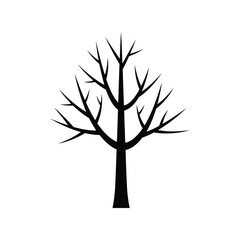 Fototapeta premium Bare tree silhouette vector illustration leafless branches winter nature graphic isolated black outline