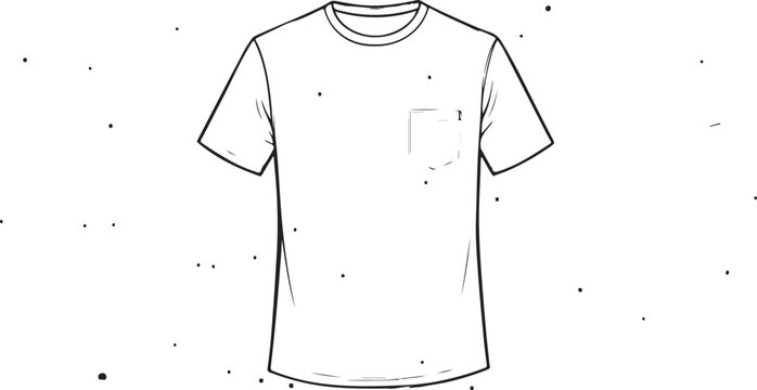 recommend clip art: Simple casual t-shirt sketch fashion clothing outline illustration black and white apparel design