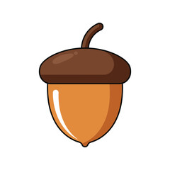 Cartoon acorn illustration oak nut autumn harvest nature food isolated vector graphic