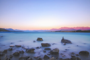Sunset Over Lake Tekapo South Island New Zealand Stunning Natural Scenery