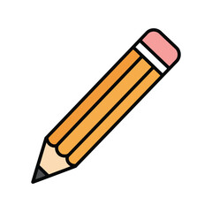 Orange pencil with pink eraser school supply writing tool drawing instrument isolated vector graphic