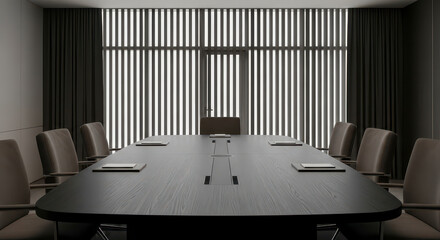 Modern Conference Room With Long Table and Chairs
