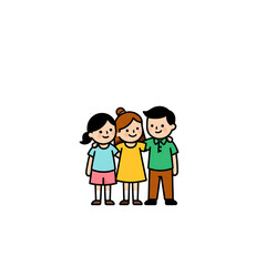 Fototapeta premium Cartoon Kids in Traditional Cultural Costumes – Diversity and Multicultural Illustration