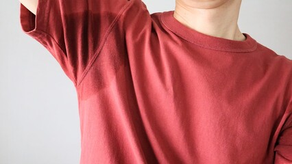 脇の下に汗をかいた人物