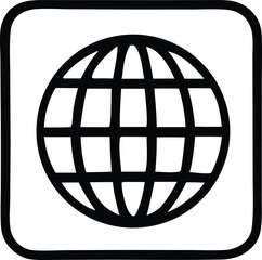 Simple black and white icon of a globe representing the internet or global connectivity