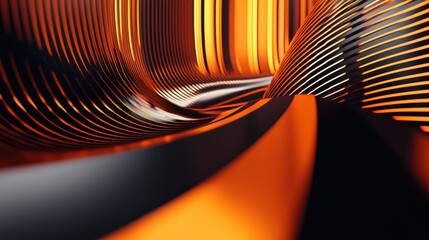 3d rendering of orange black abstract geometric background. Scene for advertising design, technology, showcase, banner, game, sport, cosmetic, business, metaverse. Sci-Fi Illustration. Product display