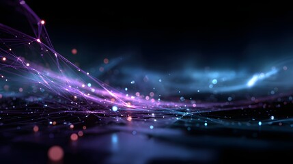 Abstract neon digital wave, futuristic technology background, cyberpunk style, glowing particle flow, artificial intelligence visualization, blockchain network, digital grid, global internet 