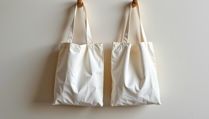 Minimalist White Shopping Bags Neutral Background