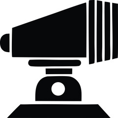 Silhouette of a powerful megaphone or bullhorn mounted on a sturdy base symbolizing public address and amplified communication