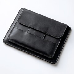 A black leather case with a zipper