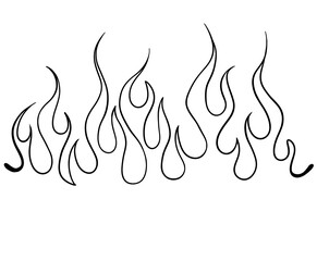 Line Art Flame Illustrations Pack: A Vector Outline Set of Stylized and Dynamic Fire and Flame Shapes, Perfect for Graphic Design, Tattoos, Decals, and Retro or Modern Visual Concepts.