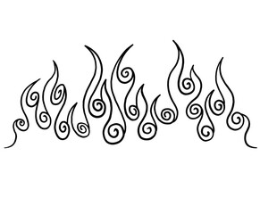Line Art Flame Illustrations Pack: A Vector Outline Set of Stylized and Dynamic Fire and Flame Shapes, Perfect for Graphic Design, Tattoos, Decals, and Retro or Modern Visual Concepts.